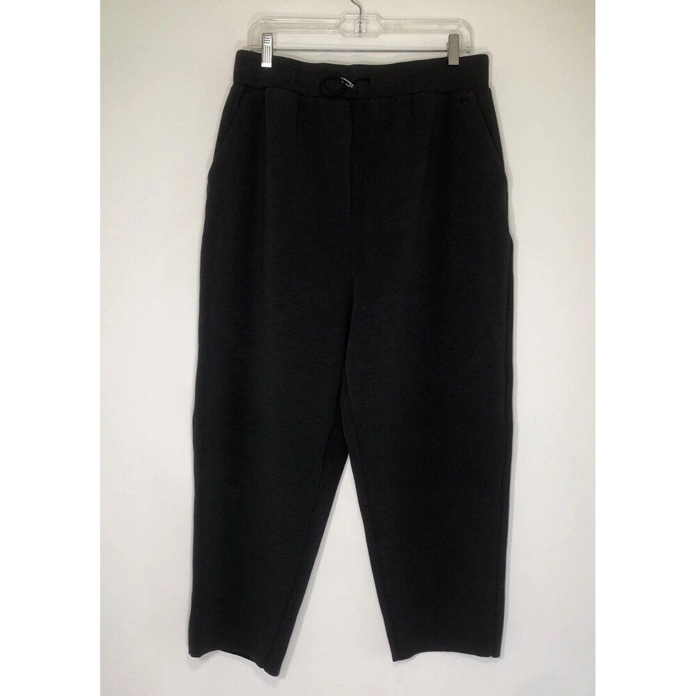 Calia Soft Scuba Collection Straight Leg Pant/Ankle True Black Raw Hem Sz L EUC